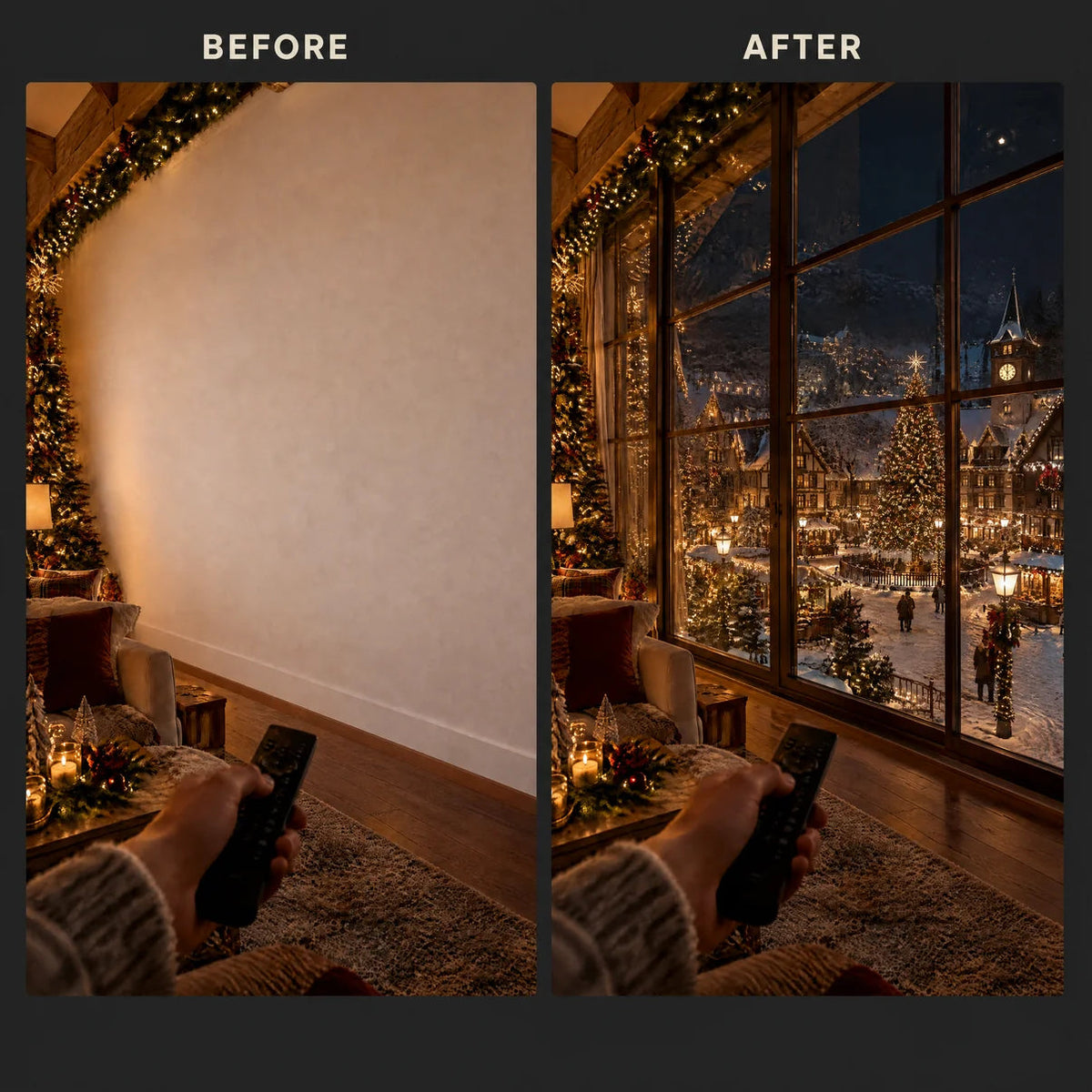 Movolights Projector casting a big picture on the wall